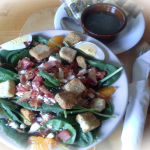 This Months Special Salad: Spinach Salad with Hot Bacon Derssing