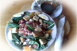 Spinach Salad with Hot Bacon Derssing