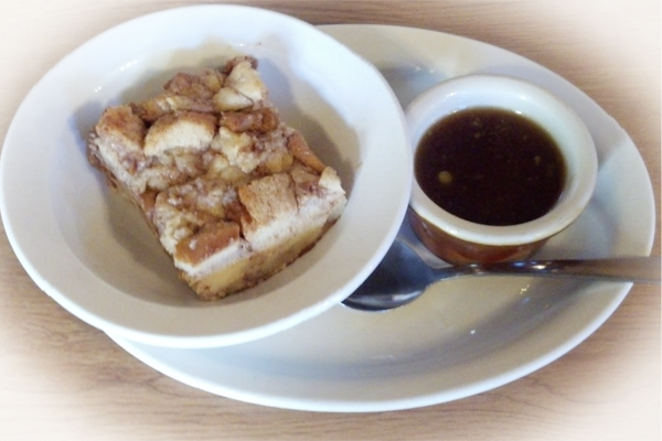 Banana bread pudding with caramel sauce……YUM!